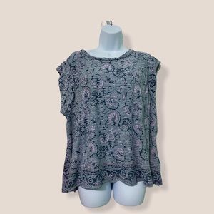 Free People Blue Paisley Design Flowy Shirt